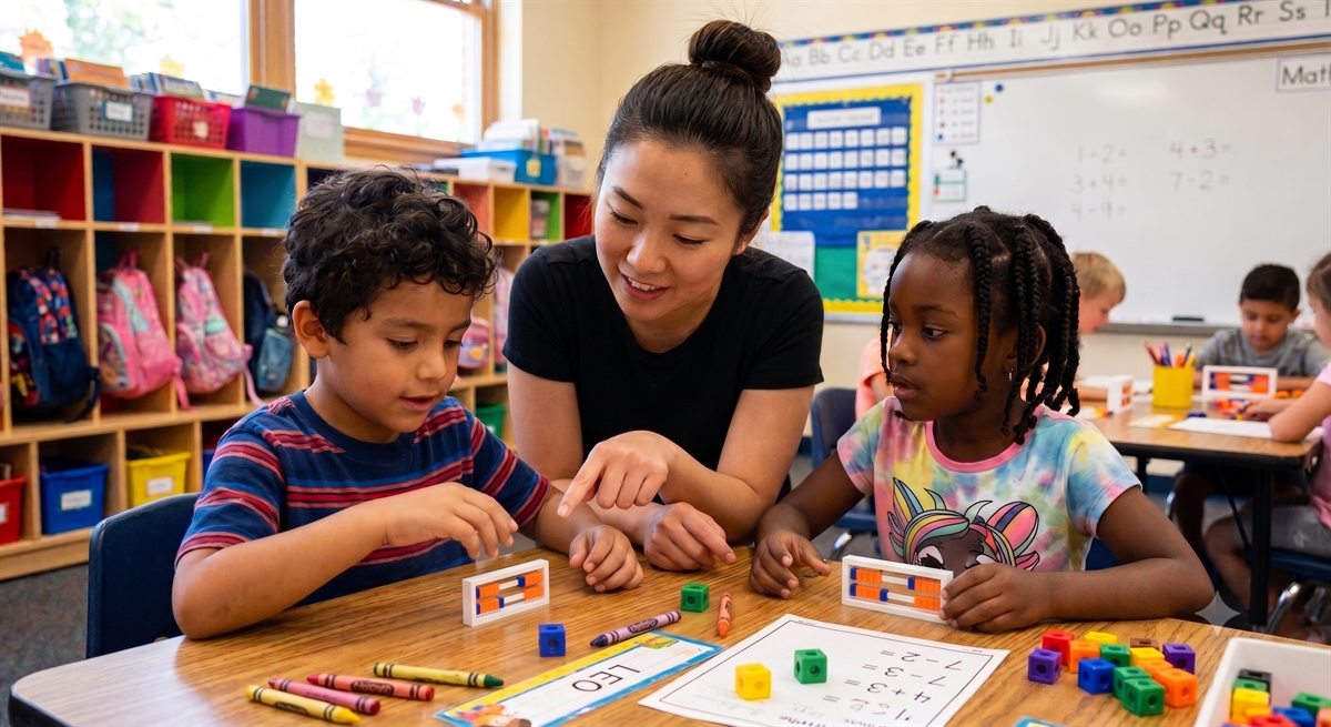 Children using the Time Builder clock